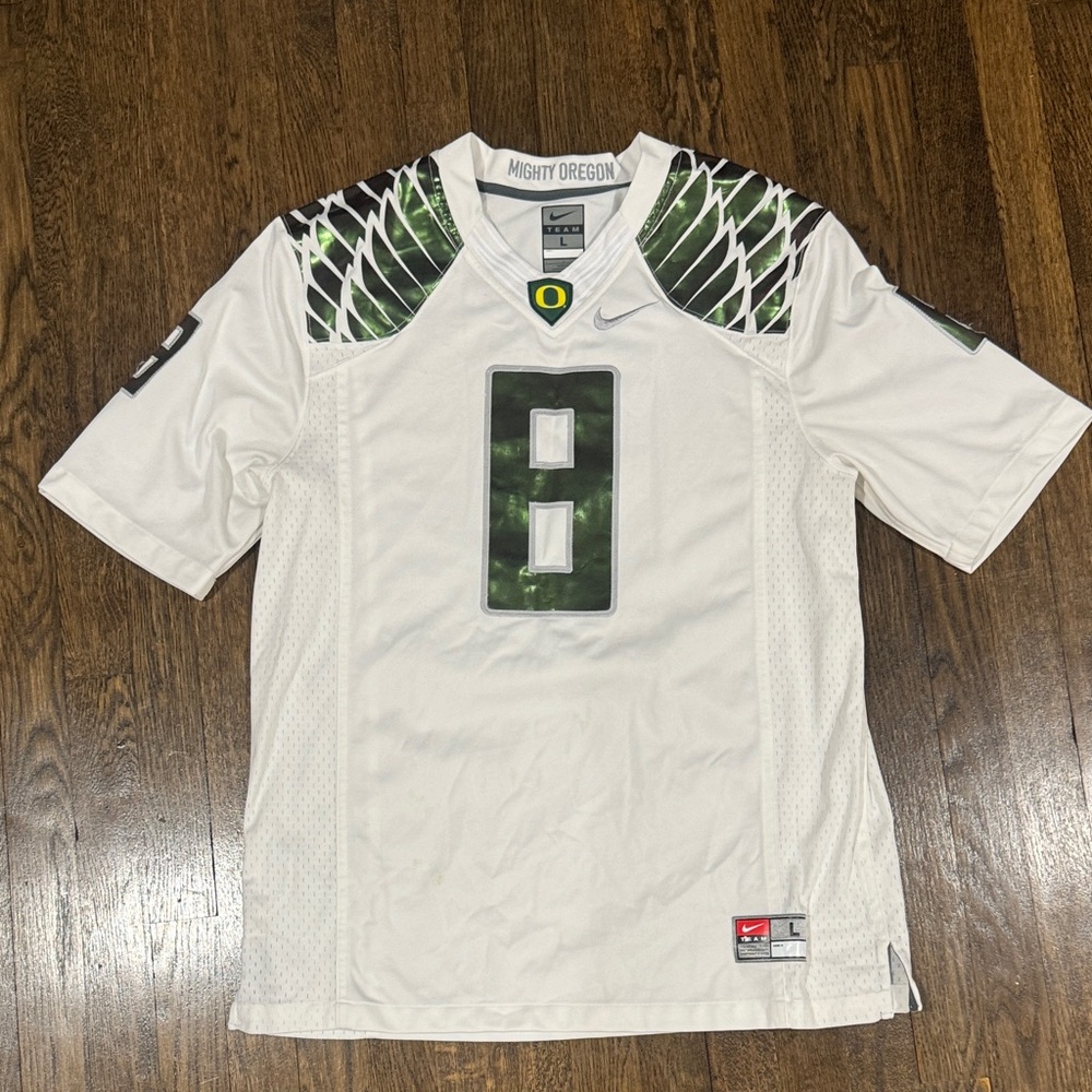 Oregon ducks Nike Men's White and Dark Green Jersey large